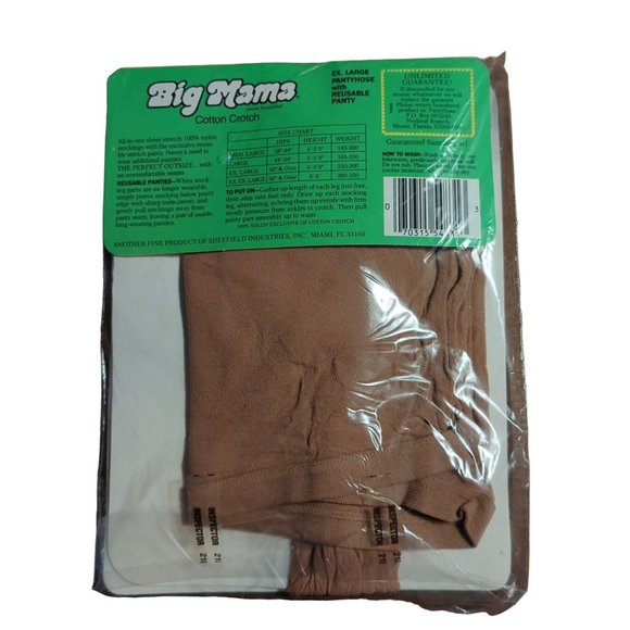Vintage Womens Big Mama Pantyhose Extra Large Reusable Panty 5'-5'9" 230-300 lbs - Picture 5 of 7